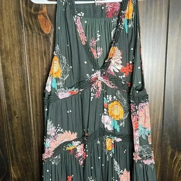Free People Haze Floral Tunic Hi Low Green Tank Top Size small - Picture 2 of 8